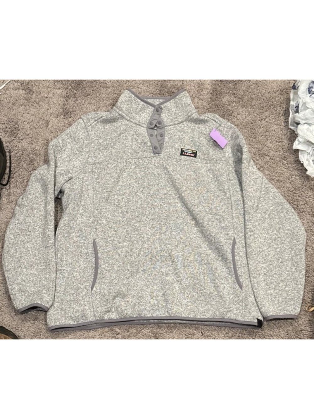 LL Bean Sweater Fleece Pullover Sweatshirt Pewter Gray Women’s 2X Reg 1/4 Snap